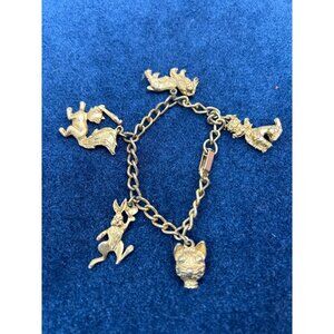 Vintage Gold-Tone  five Animal Charm Bracelet
